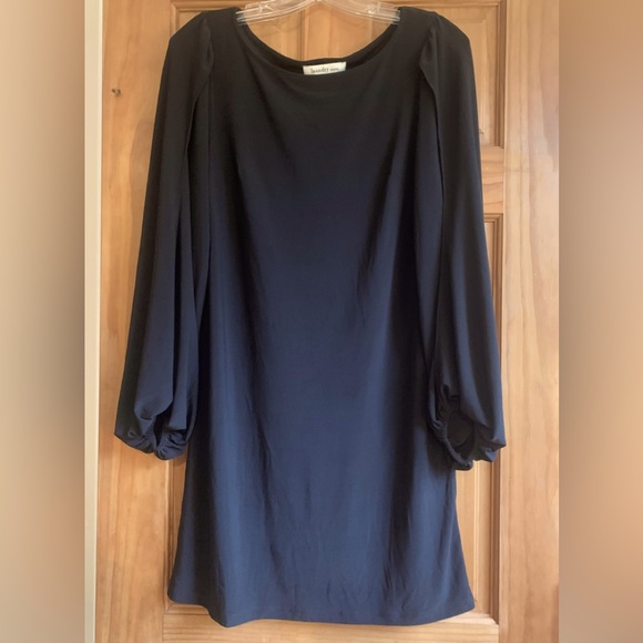 NEW LAUNDRY BY DESIGN DRESS SLIT OPEN ANGEL CAPE SLEEVES BLACK XS NWT - Picture 4 of 11